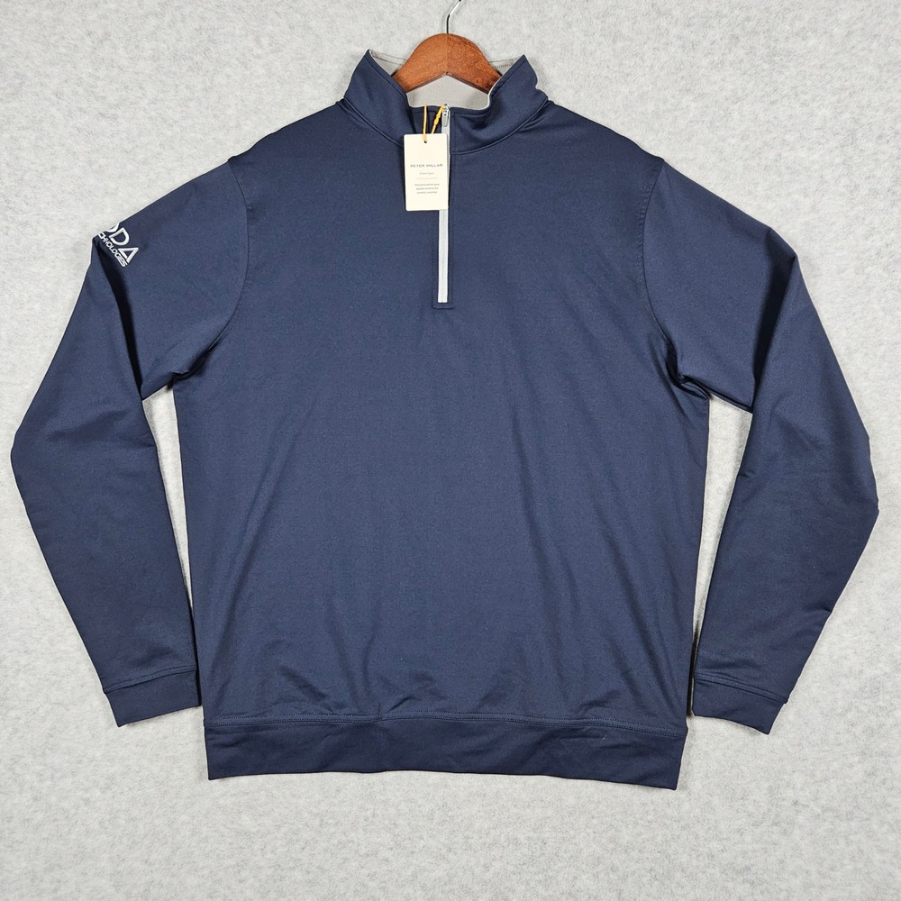 Peter Millar Perth Men Medium Blue 1/4 Zip Pullover Golf Performance Crown Sport